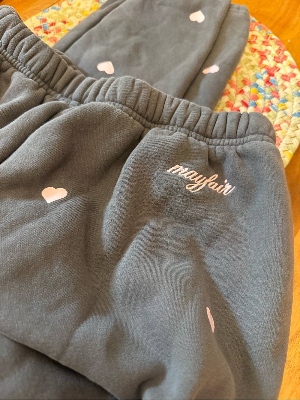 Choose Soul Graphic Sweatpants in Charcoal with Pink Hearts - Picture 2 of 3